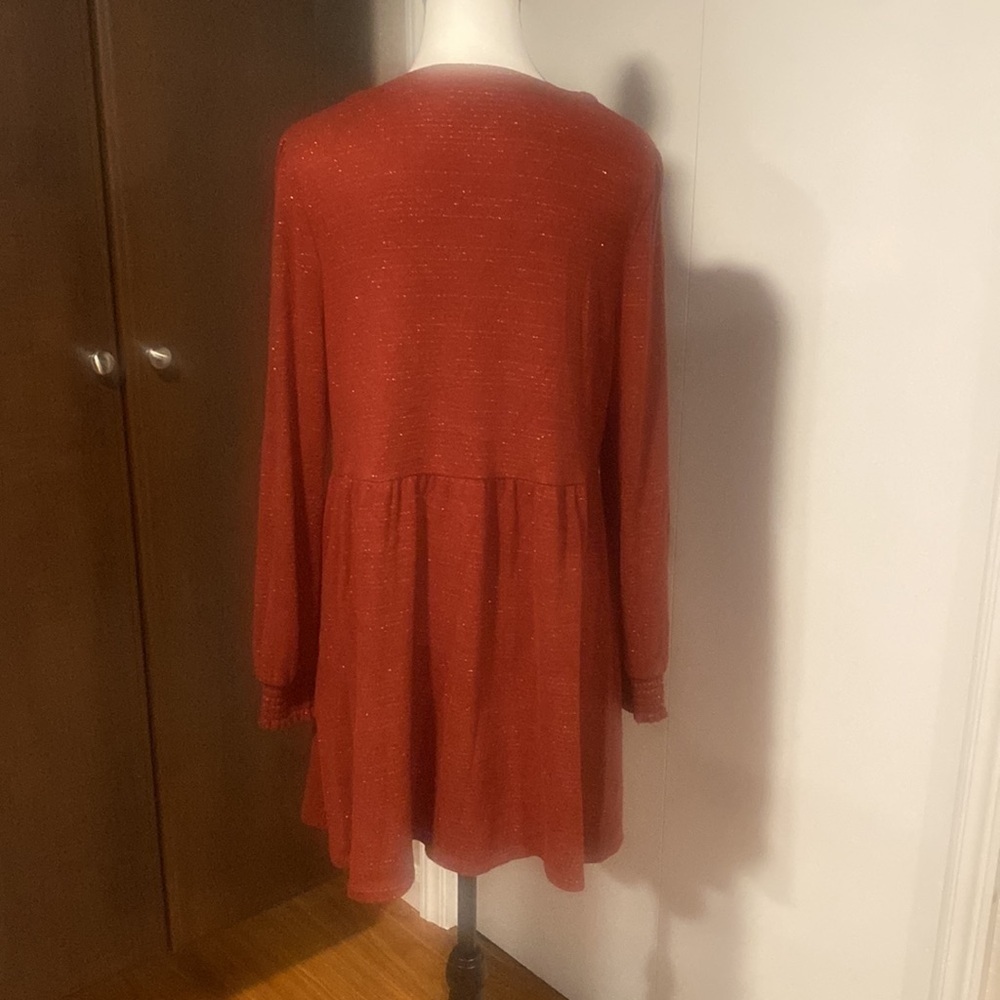 Loft Drop Waist Tunic Dress - Rust - Picture 3 of 8